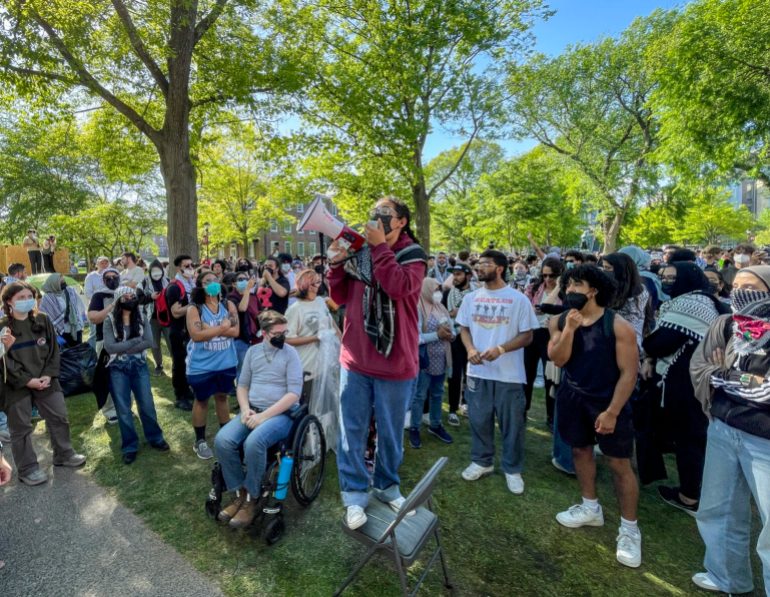 Hundreds of Rutgers University students held a four-day Gaza solidarity encampment on the New Brunswick campus, dismantling the camp Thursday, May 2, 2024, after they said university administrators conceded to some of their 10 demands. (Dana DiFilippo | New Jersey Monitor)