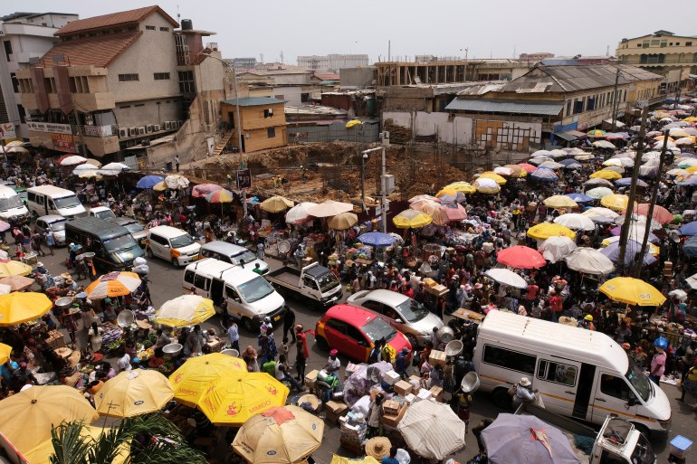 A general view of the Makola market, one of the country's largest trading centres in Accra, Ghana March 26, 2022. Picture taken March 26, 2022. REUTERS/Francis Kokoroko